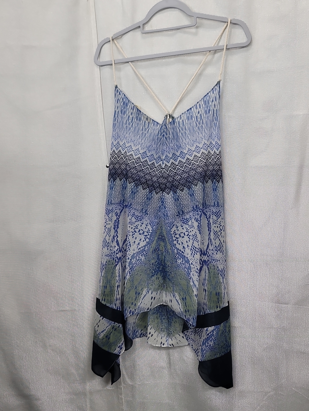 Ramy Brook Nwt Blue and Cream Asymmetrical Beach Coverup/ Dress Onesize